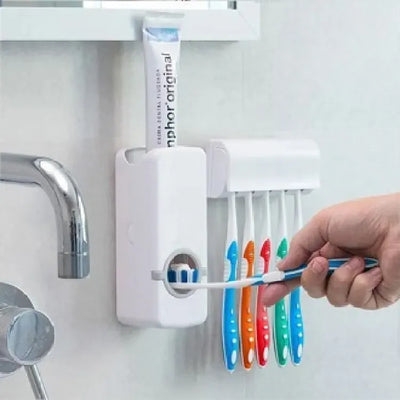 Tooth Paste Dispenser With 5 Brush Holder