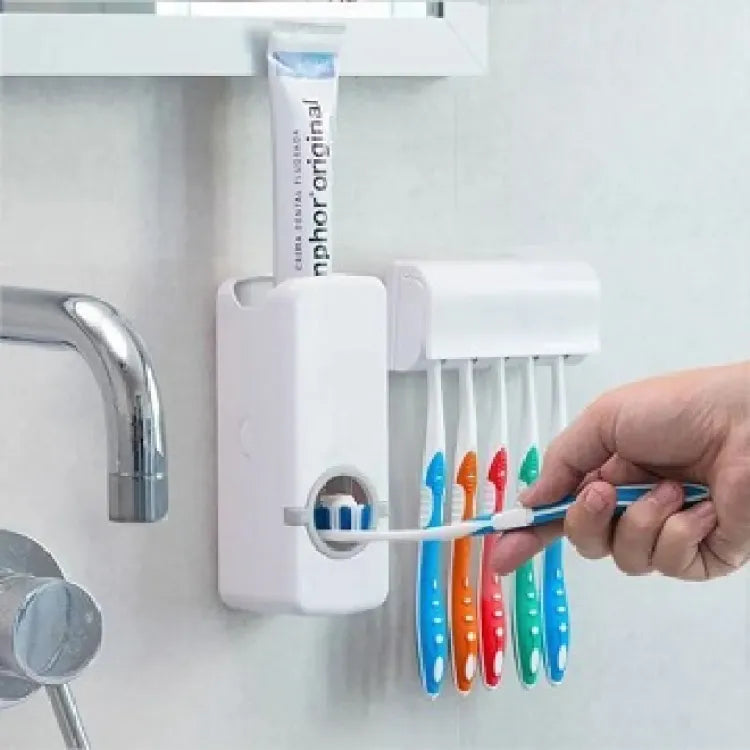 Tooth Paste Dispenser With 5 Brush Holder
