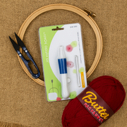 3D Embroidery Punch Needle Kit with 10 Inch Wooden Hoop, Jute Cloth (20x36 inch), Thread, Scissors & Tools – Complete Handcraft Embroidery Set (Maroon Yarn)
