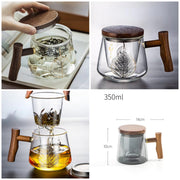 Heat Resistant Wooden Lid Glass Kawa Cup