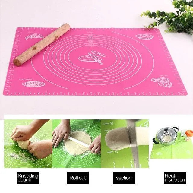 XL Non-Slip Silicone Baking Mat with Measurements - Professional Pastry, Pizza & Dough Rolling Mat