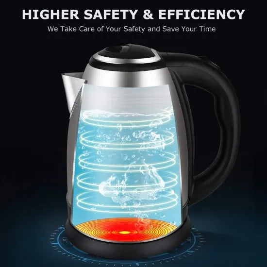 Stainless Steel Electric Kettle 2L | 1500W Quick Boil, Auto Shut-Off, BPA-Free Water Boiler