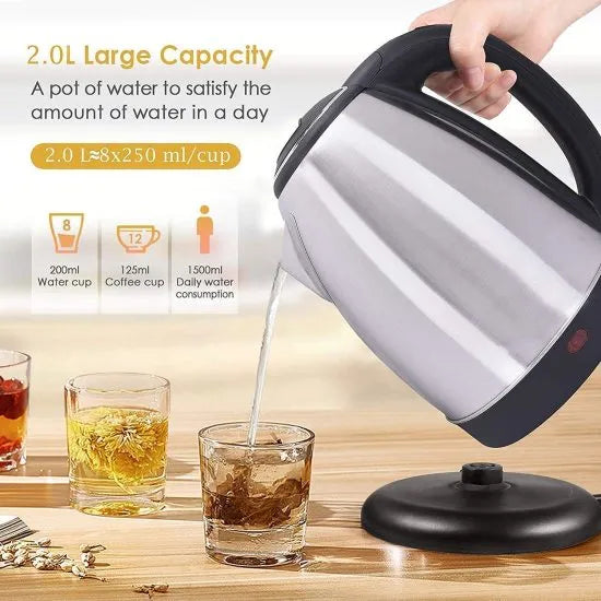 Stainless Steel Electric Kettle 2L | 1500W Quick Boil, Auto Shut-Off, BPA-Free Water Boiler