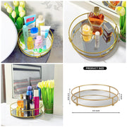 Glassy Golden Vanity Display with Mirror