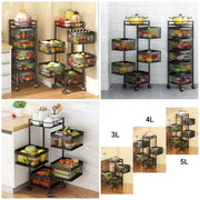 Rotating Square Kitchen Storage Trolly
