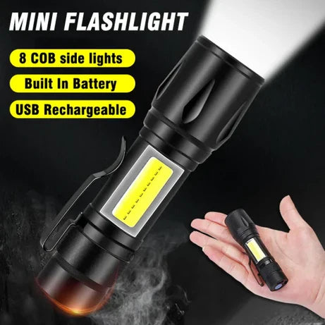 Torch Mini Flashlight Rechargeable 500mAh ABS Plastic Body