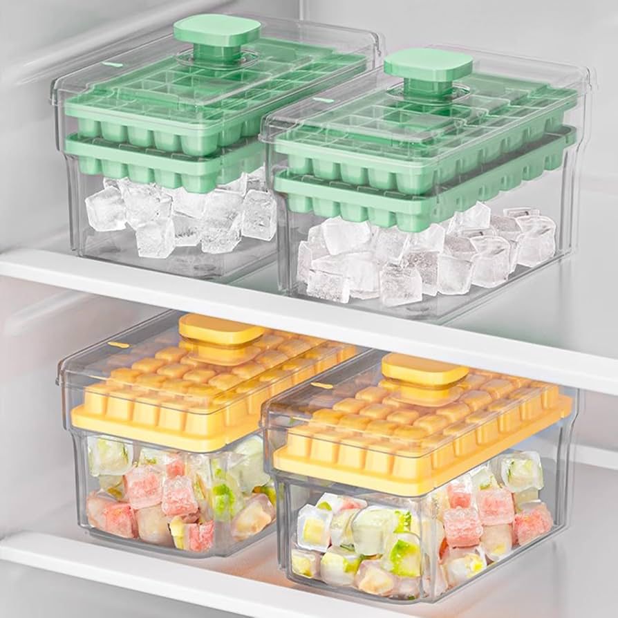 Ice Tray with Lid Bin for Freezer