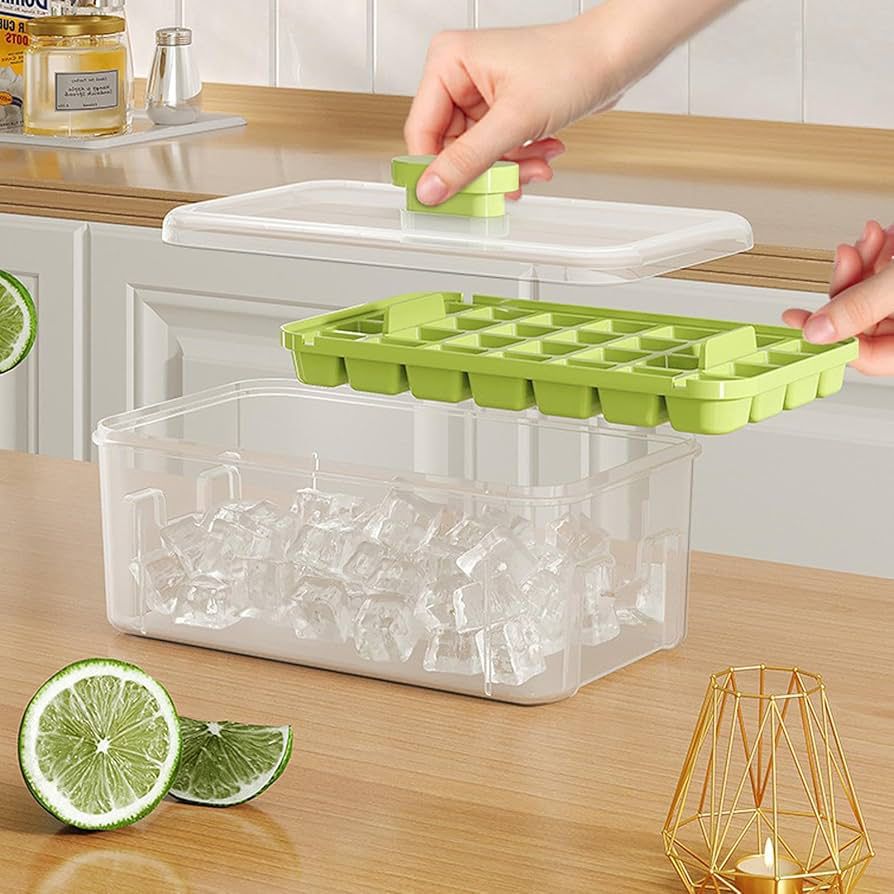 Ice Tray with Lid Bin for Freezer