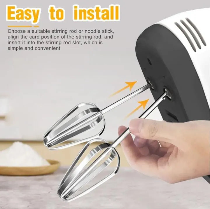 Electric Hand Mixer & Egg Beater for Baking | 7-Speed Kitchen Whisk, Cream Blender, Dough Hooks | Cake & Dessert Tool