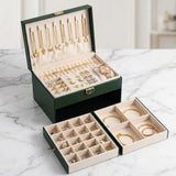 Multifunctional 3-Layer Leather Jewelry Box with Lock